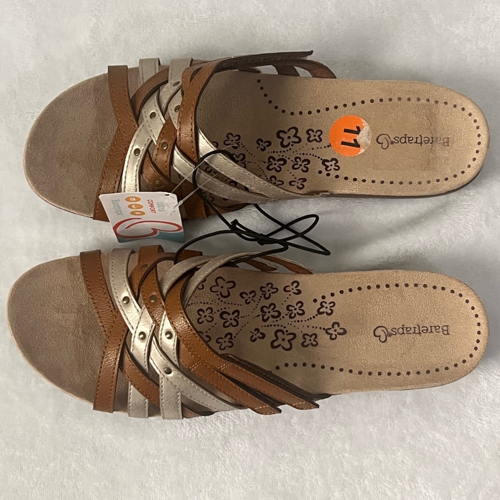 BareTraps Women's Tan and Cream Strappy Sandals, Size 11, NWT - Picture 3 of 12